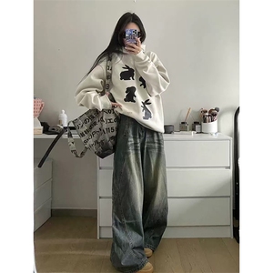 【网图】B221美式ins高街重工艺宽松微喇牛仔裤LK24391-特P52控88