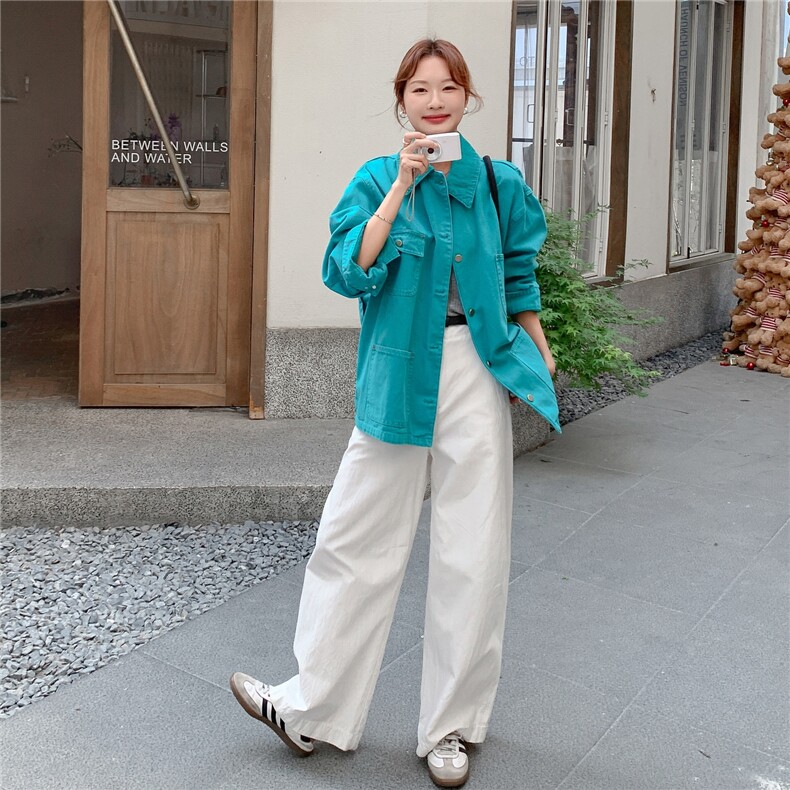 绿色超好看独特小众牛仔外套女2025秋新款复古松弛感休闲风上衣,女装短外套,2C168