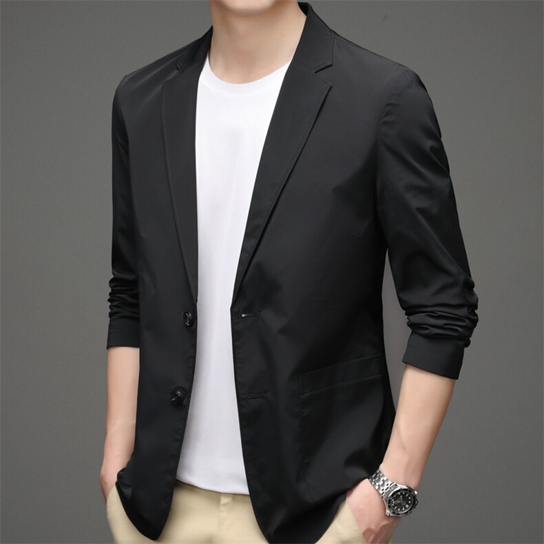 单排扣口袋中年长袖时尚春季2023年翻领上衣西服AJY2611,男装西服,钱塘6003（原4033）