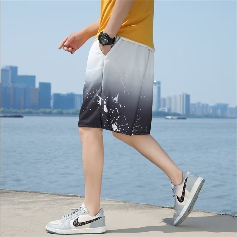休闲短裤男韩版潮流渐变色印花帅2024夏季新款ins五分裤K3901-P25,男装休闲裤,星座412-3