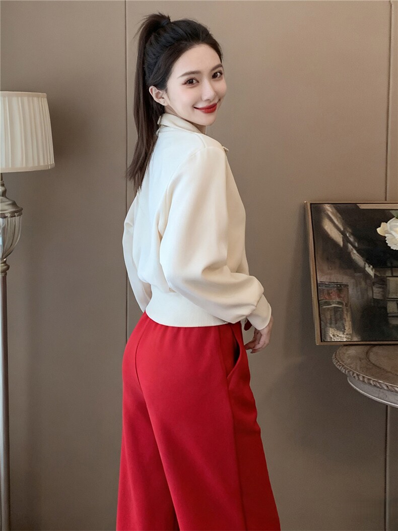 女秋季新款高级感休闲时尚套装减龄显瘦立领长袖外套阔腿裤两件套,女装套装/套裙,江南