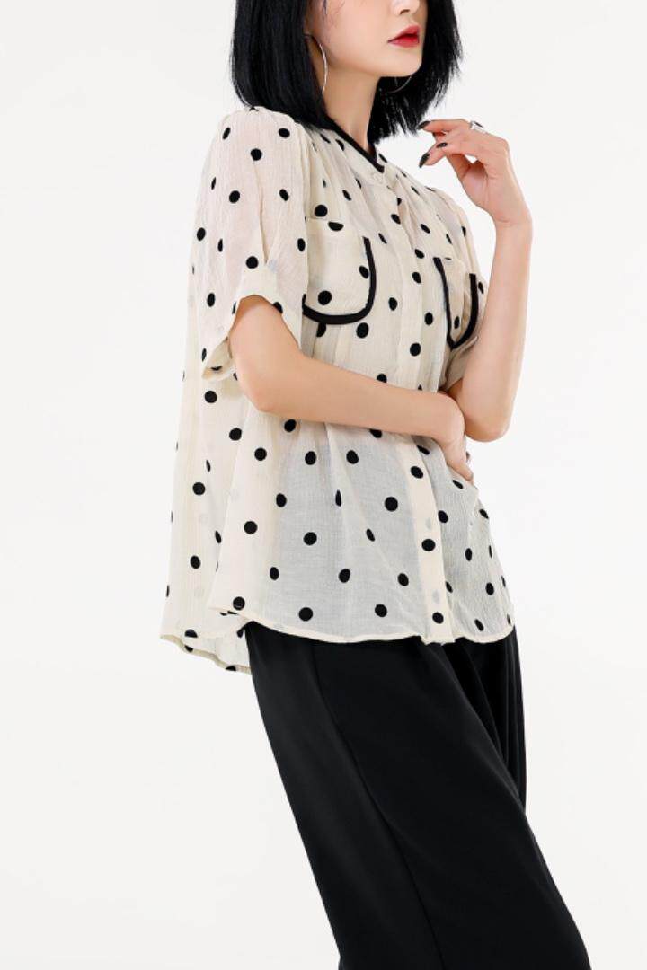 现货波点植绒衬衫，女装衬衫，尤鱼 YOOYUU