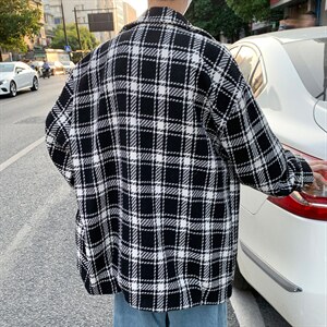 大衣男秋冬季新款潮牌夹克港风宽松粗织外套 J6511 P95图片