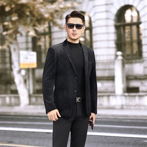 新款男士平绒西装外套金丝绒圆点暗纹西服休闲便西6813P180图片