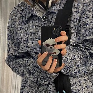 A89-P65 潮情侣装小香风编织格子夹克衫男女韩版宽松复古外套图片