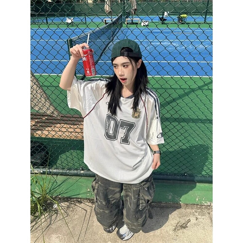 网图现货美式复古宽松冰球运动圆领潮流T恤男女T189/特P35,男装T恤,星座205-3