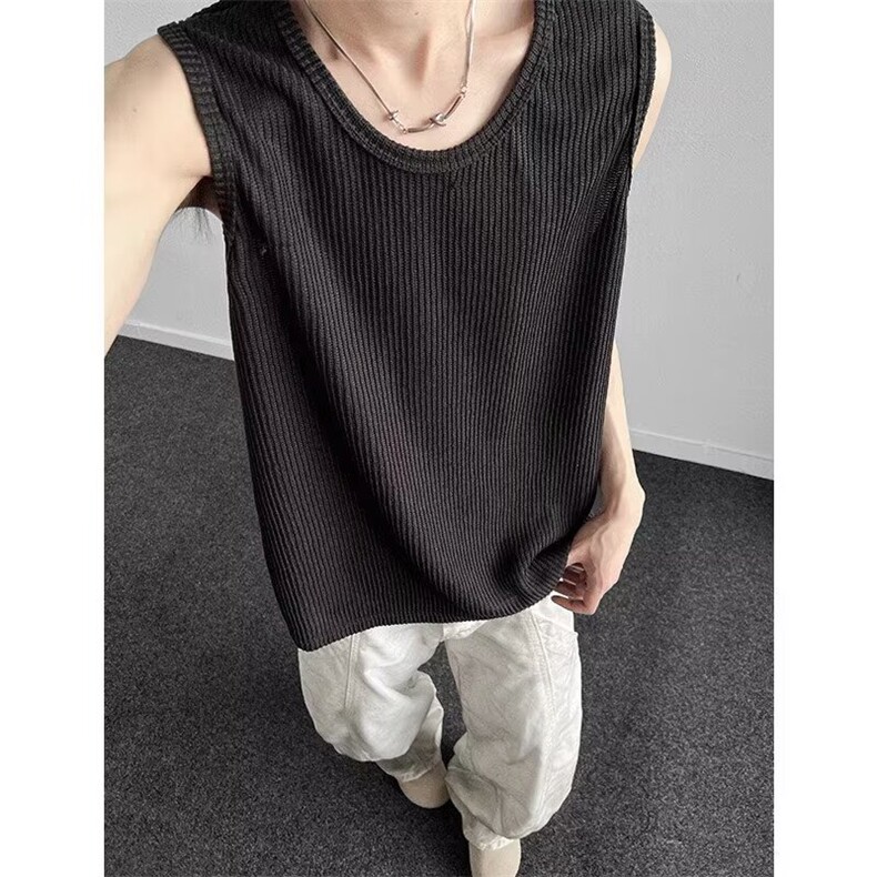 肌理感无袖背心男款宽松夏季健身运动风美式坎肩t恤篮球上衣潮牌，男装背心/马甲，四季星座505