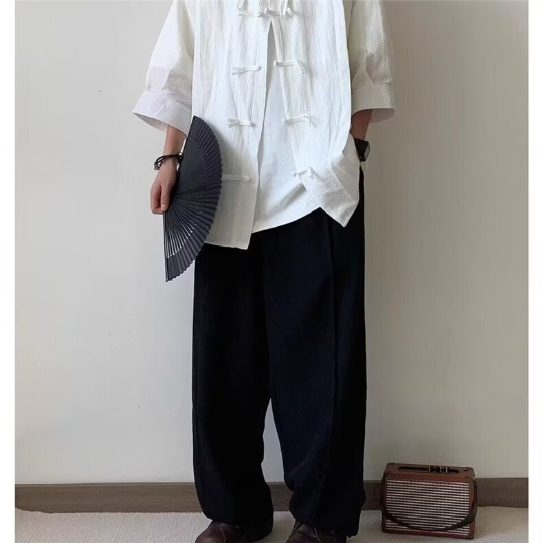 C302-P43新中式风短袖衬衫男2025夏季新款设计感小众宽松,男装T恤,电商B323A
