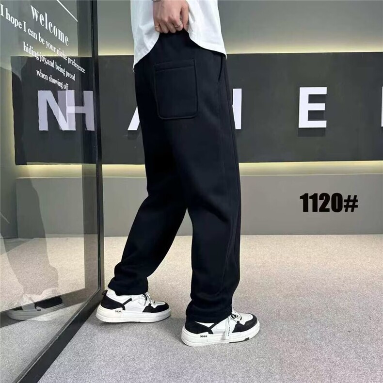 1506-1/KY2621加绒/P48冬款宽松直筒休闲裤男士痞帅弯刀裤子加绒图片