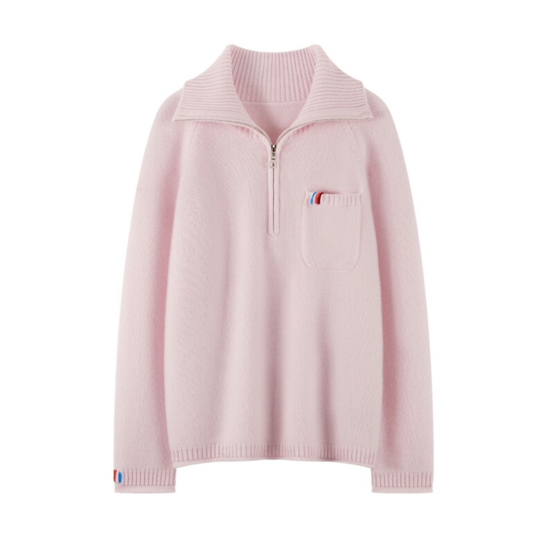 2025年秋季时尚百搭通勤简约休闲半拉链套衫，女装羊绒衫，绒知纯羊绒