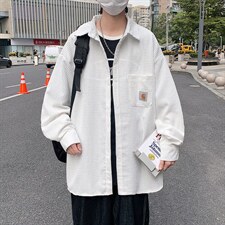 华夫格衬衫男士长袖港风宽松ins潮牌秋季复古衬衣外套W1613-P42，男装衬衫，星座512-4