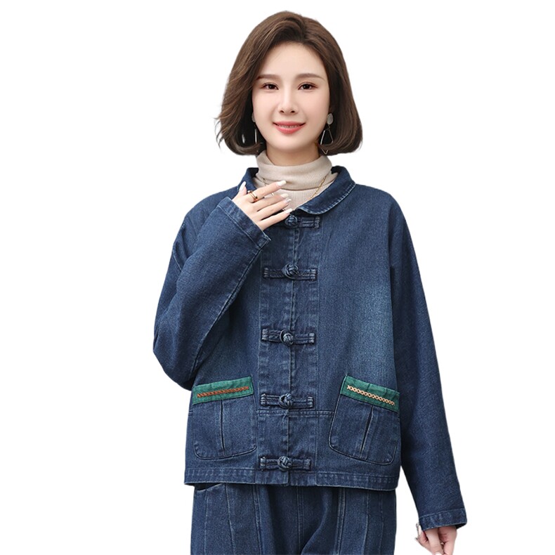 时尚宽松牛仔外套女秋冬季新款韩版显瘦长袖上衣百搭休闲夹克,女装衬衫,叶笙衣