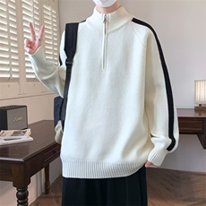 秋冬拉链立领侧条纹套头休闲毛衣外套-潮流-MC3005-网图，男装针织衫/毛衣，星座1002-2