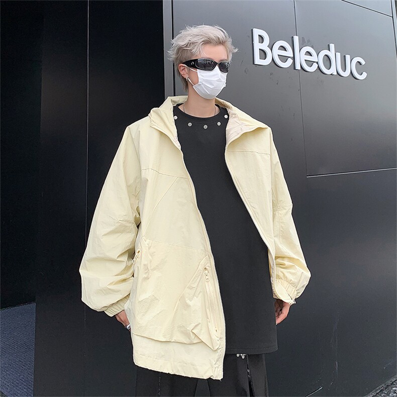 新款韩版百搭休闲宽松冲锋衣男女设计感小众连帽外套J8726-p62,男装夹克,星座1008