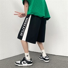 2025夏季港风宽松拉链假两件印花休闲短裤B266-DK05-P30，男装牛仔裤，星座B257-1