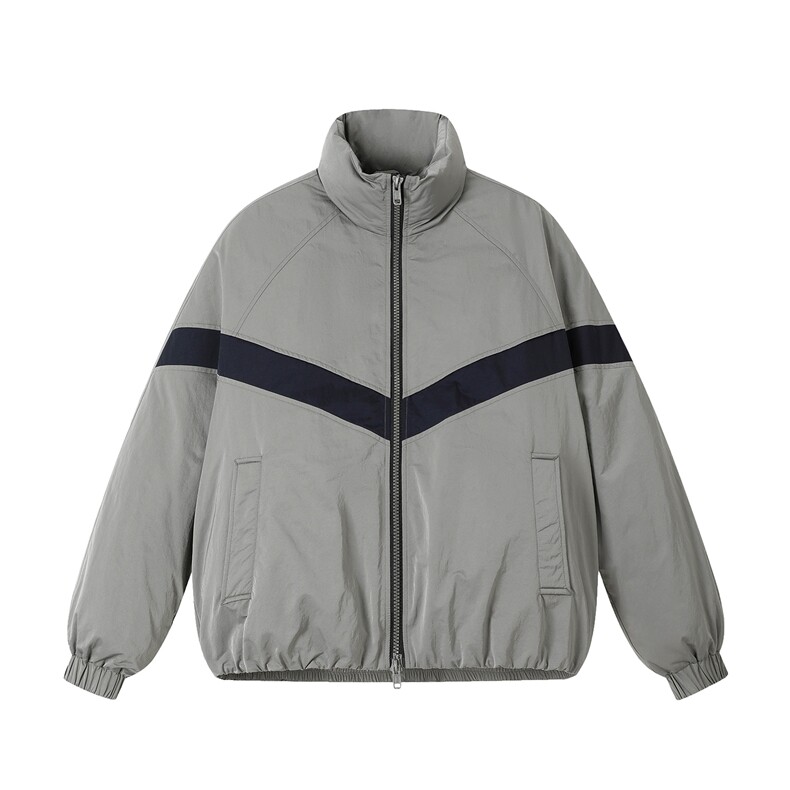 2025冬季新款潮牌男立领撞色白鸭绒宽松百搭保暖面包羽绒服，男装羽绒服，电商A234