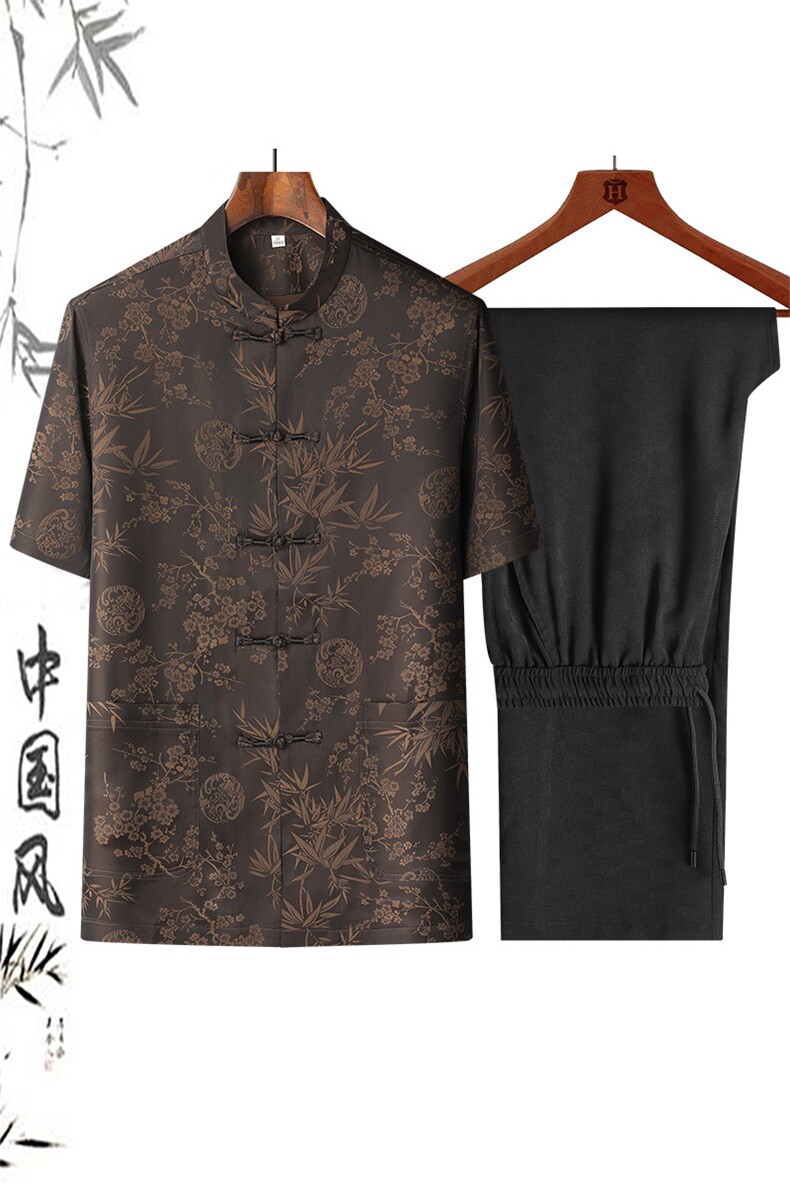 DR5232钱塘2020-2夏季新款中老年男士唐装套装风两件套P105,男装民族服装,钱塘207-2