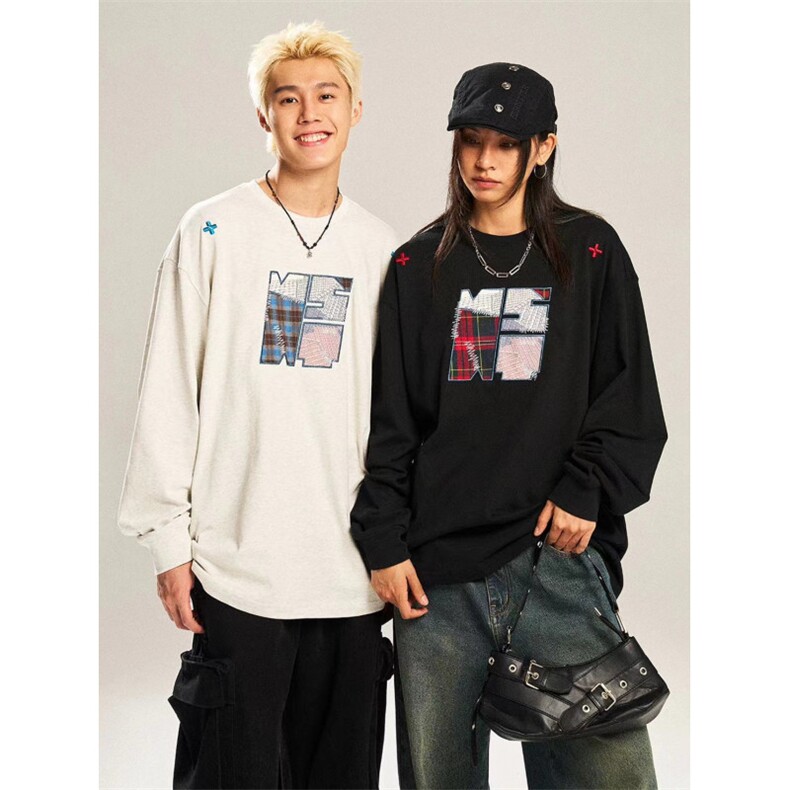 5480-P43原版做工刺绣款螺口圆领休闲长袖T恤，女装T恤，星座617A-2