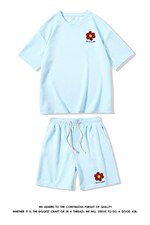 HZ75257-P44华夫格套装男大码休闲运动套装两件套，男装休闲套装，电商A040