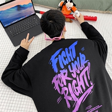 秋款新品青少年2023港风百搭时尚印花宽松卫衣男女同款W401-P30，男装卫衣，电商A441-1