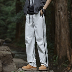 夏款男休闲裤褶皱开叉拉链拼接直筒宽松冲锋长裤h0964P43，男装休闲裤，星座1013-1