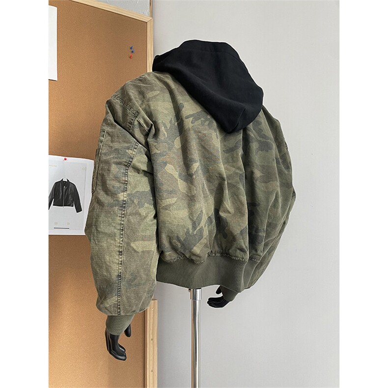 美式复古假两件迷彩外套飞行员夹克连帽棒球服WT963特P95,男装夹克,星座908-1