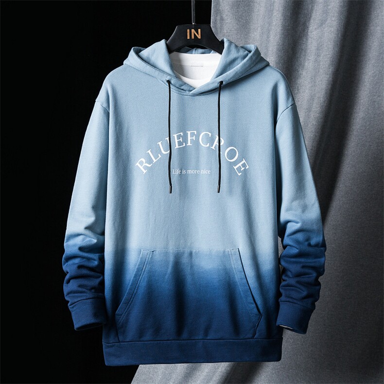 渐变色连帽卫衣潮流宽松韩版百搭休闲上衣服秋季外套DF73T,男装卫衣,电商A102