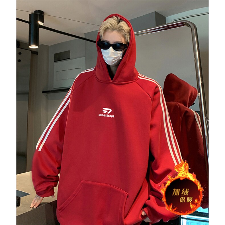 抖音得物供货提供视频秋冬重磅美式宽松织带连帽卫衣0481,男装卫衣,电商A486