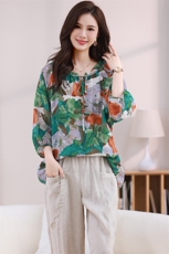 大码棉麻裙裤妈妈夏装2024新款文艺休闲宽松阔腿裤女夏，女装T恤，江忆布依