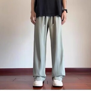 休闲夏季条纹阔腿裤男2025新款男士休闲长裤子薄款直筒运动裤潮图片