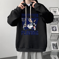 WY2234-P35加绒款-P40纯棉连帽卫衣男大码运动帽衫宽松薄外套男，男装卫衣，电商A040