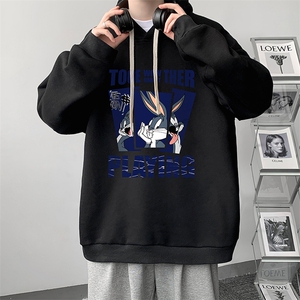 WY2234-P35 加绒款-P40 纯棉连帽卫衣男大码运动帽衫宽松薄外套男图片