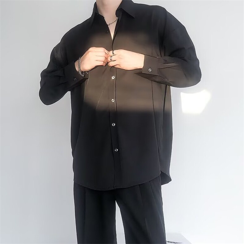 C14-P32长袖衬衫男高级感春季潮流宽松休闲痞帅上衣服日系衬衣,男装衬衫,电商B323A