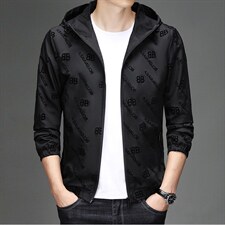 中年男士休闲商务春季印花夹克衫中青年衣服茄克男爸爸装时尚外套,男装夹克,电商B212（原钱塘6029）