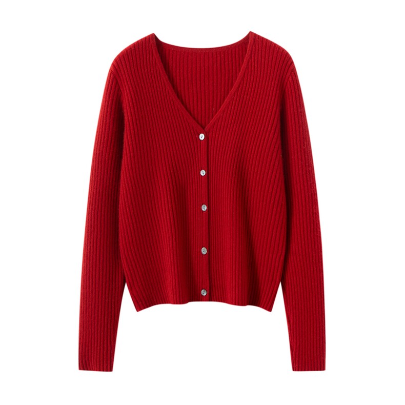 2025年秋季修身V开衫时尚百搭休闲，女装羊绒衫，朝思纯山羊绒