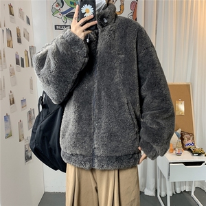 港风冬季宽松百搭棉服男羊羔毛情侣棉衣男外套男7956P105控149图片