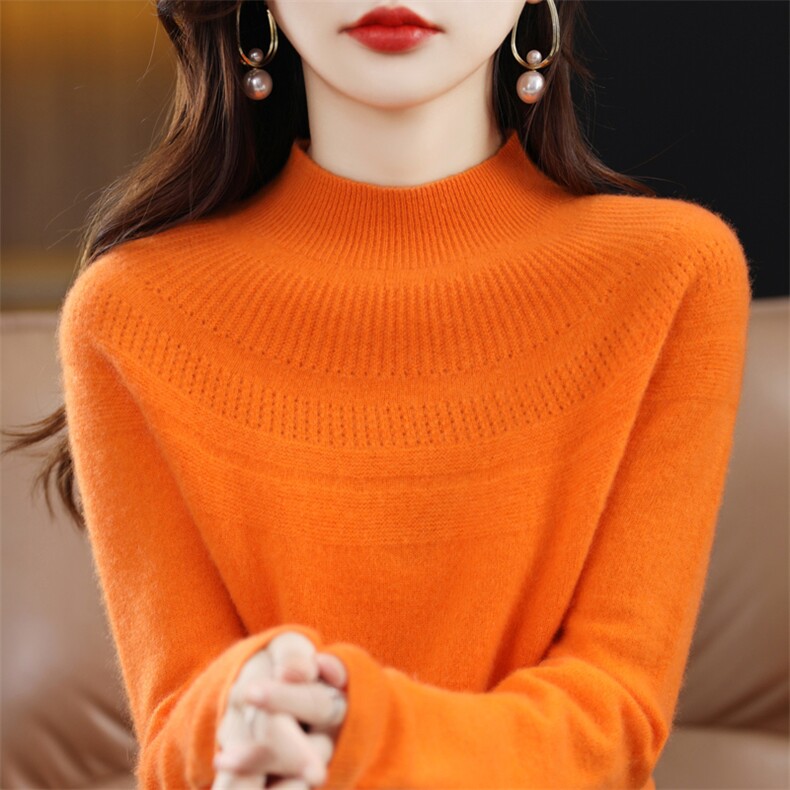 长袖2024年秋季简约新款百搭潮流显瘦羊毛针织衫,女装羊毛衫,大美人高端店