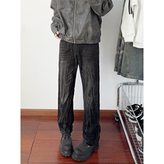 B221美式ins高街暗黑小众破洞修身微喇牛仔裤LK24158-P65控88，男装牛仔裤，电商B221