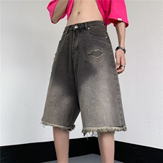 牛仔短裤男韩版潮流个性2026夏季新款ins宽松五分裤RK380-P43，男装牛仔裤，星座412