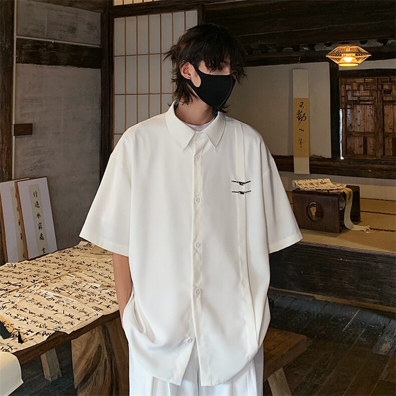 特批P35无差价夏季新中式风冰丝凉感薄款大码短袖外套男CD2250,男装衬衫,电商A001-1