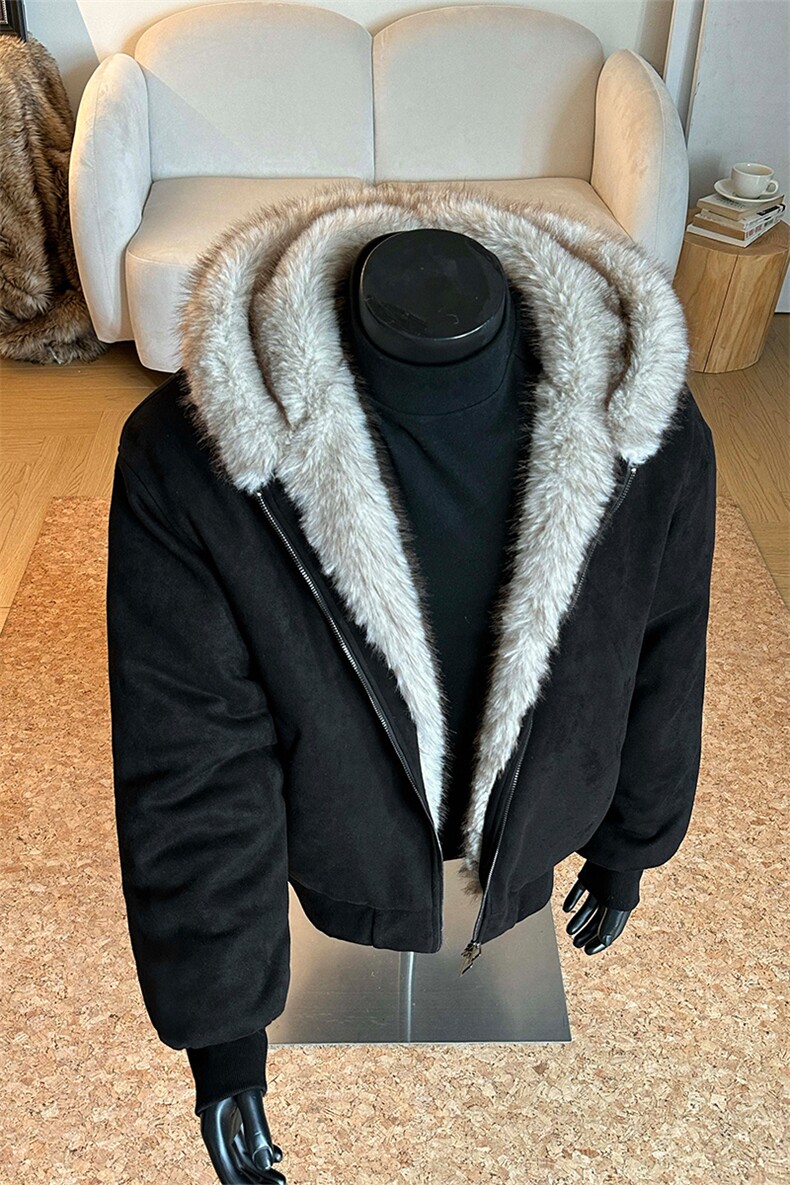 座山雕棉服麂皮毛领猫耳棉衣短款夹棉外套5D4092-TP100178,男装棉衣,电商A102