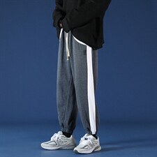 2021秋季新蒙马特日系大码男港风束脚九分条纹运动卫裤K2065-P38，男装休闲裤，电商A001