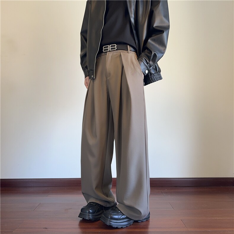 2025春季新款高级垂坠感打褶宽松休闲西裤B315-K25680-特p40控78图片