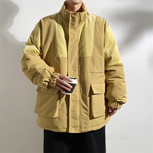 港风2026新品冬季宽松撞色棉服派克服毛领冬装加厚外套D009-P145图片