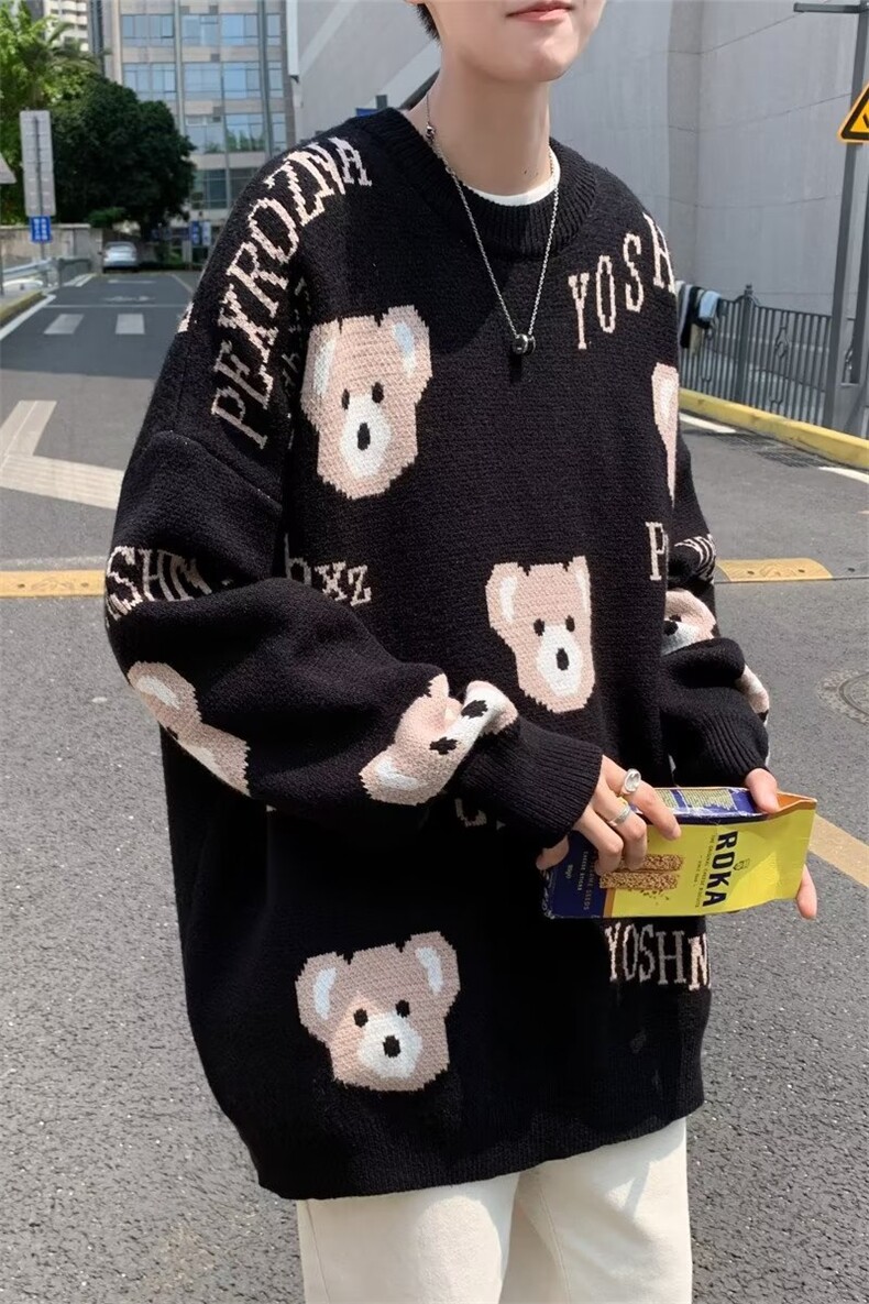 秋冬新款时尚潮男百搭宽松圆领针织毛衣,男装针织衫/毛衣,四季星座218-1
