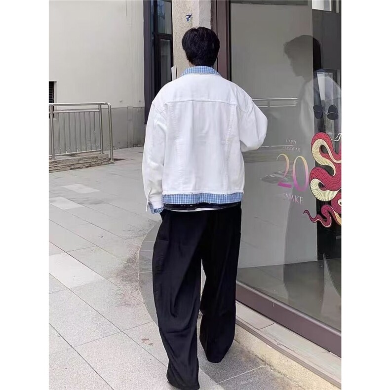 美式复古工装牛仔外套女2025秋季新款设计感小众宽松百搭夹克上衣,男装工装外套,星座506A