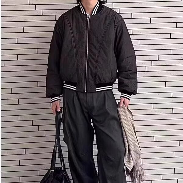 水墨画棒球服冬季男双面穿拉链棉衣韩版加厚潮流帅气保暖外套棉服,男装棉衣,星座1210-1