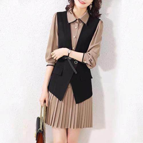 秋季新款两件套连衣裙，女装连衣裙，江南E秀