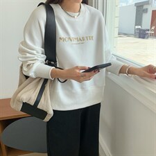 纯烫金字母卫衣，女装卫衣/绒衫，巴黎之夜