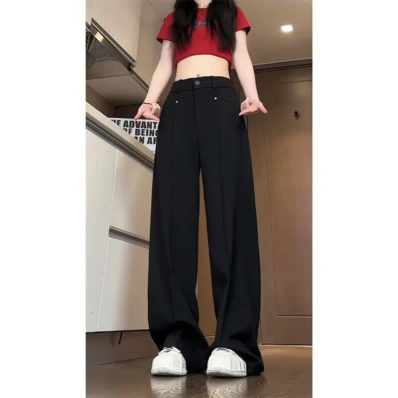 【网图现货】美式直筒铆钉设计感宽松西裤K15/P50,女装休闲裤,星座205-3